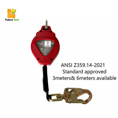 কেনা ANSI Z359.14-2021 সার্টিফাইড রিট্র্যাক্টেবল ফাল আটকান 16KN স্ট্যাটিক শক্তি এবং 3-6 মিটার দৈর্ঘ্যের জন্য পতন বন্ধ সিস্টেম অনলাইনে উৎপাদন